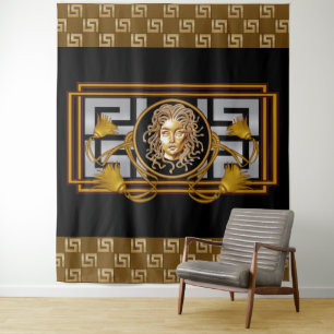 Luxury Medusa Black & Gold Tapestry