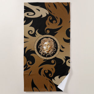 Luxury Medusa Gold  beach towel