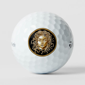 Luxury Medusa Medallion Gold Golf Balls