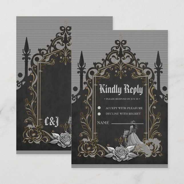 Luxury meets romance RSVP card (Front/Back)