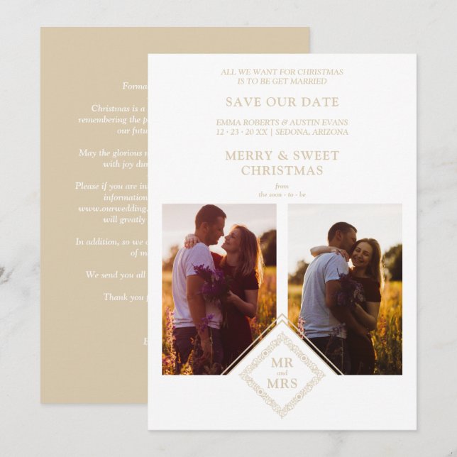 Luxury Merry Christmas 2 Photos Collage (Front/Back)