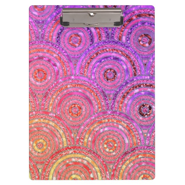 Luxury Metal Foil Glitter Pink Gold Dots Circles Clipboard (Front)