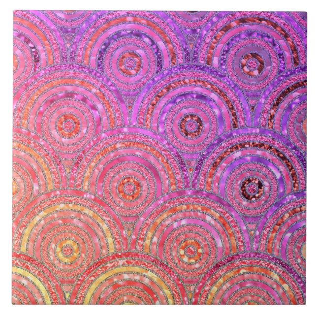 Luxury Metal Foil Glitter Pink Gold Dots Circles Tile (Front)