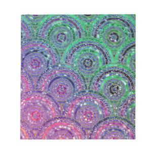 Luxury Metal Foil Glitter Pink Green Dots Circles Notepad