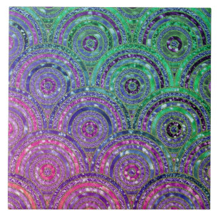 Luxury Metal Foil Glitter Pink Green Dots Circles Tile