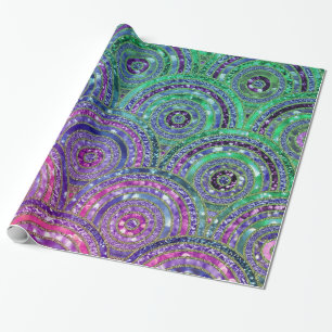 Luxury Metal Foil Glitter Pink Green Dots Circles Wrapping Paper