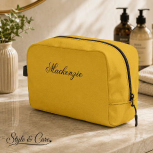 Luxury Metallic Gold Custom Name Toiletry Dopp Kit