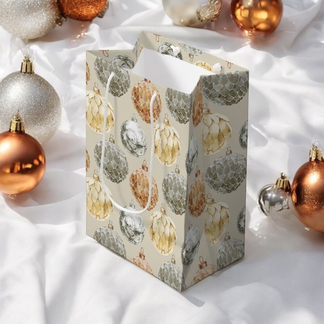 Luxury Metallic Ornaments on Neutral Beige Medium Gift Bag (Creator Uploaded)