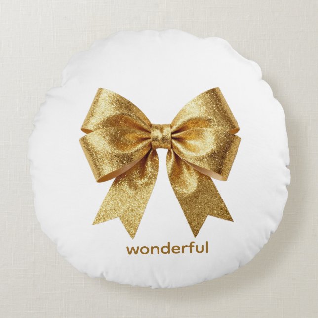 Luxury Metallic Sparkle Bow-Home Decor Round Cushion (Front)