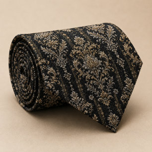 Luxury Midnight Baroque Floral Tie