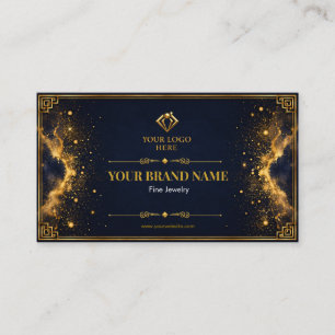 Luxury Midnight Navy Gold Earring Card