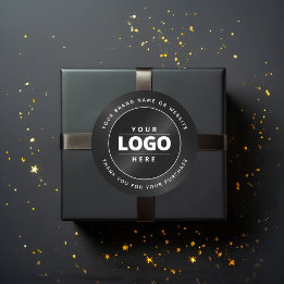 Luxury Minimal Black Logo Business Packaging Classic Round Sticker
