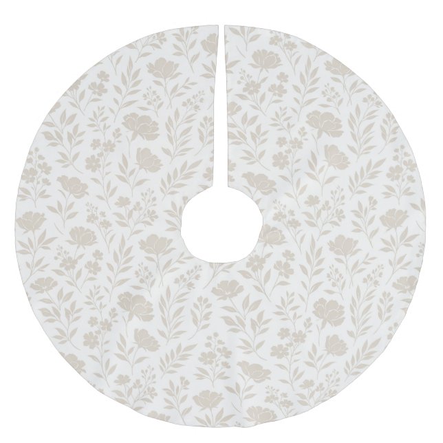Luxury Minimal Botanical Pattern Brushed Polyester Tree Skirt (Front)