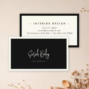 Luxury Minimal Calligraphy Chic Stylish Black Business Card