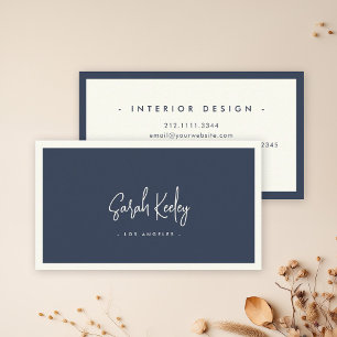 Luxury Minimal Calligraphy Chic Stylish Muted Blue Business Card