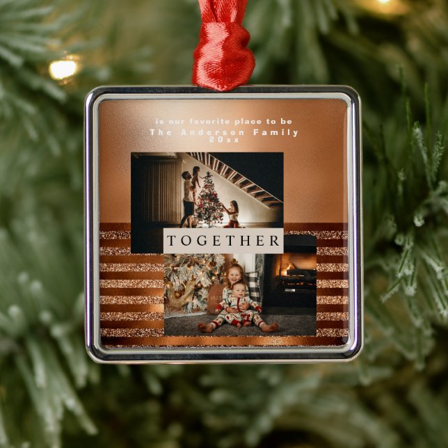 Luxury Minimal Copper Gold Foil  Photo  Metal Orna Tree Decoration (Tree)