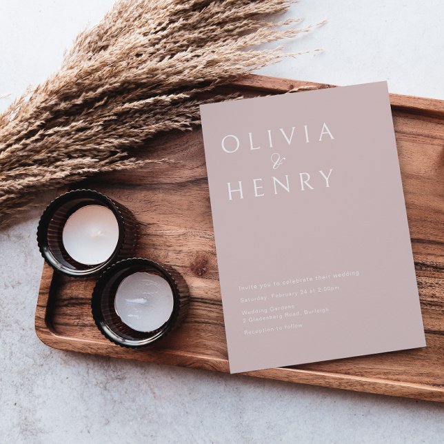Luxury Minimal Dusty Blush Pink Wedding Invitation (Creator Uploaded)