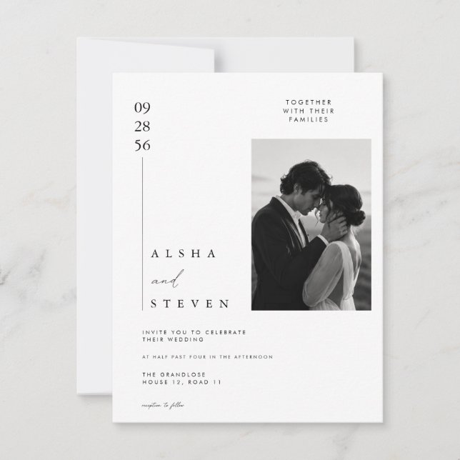 Luxury Minimal Editorial Wedding Invitation. Invitation (Front)