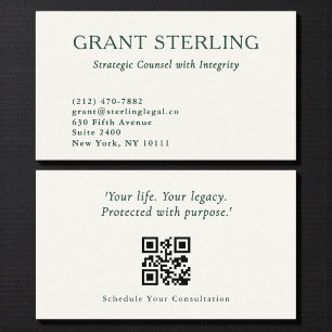 Luxury Minimal Legal Consultant QR Code Business Card