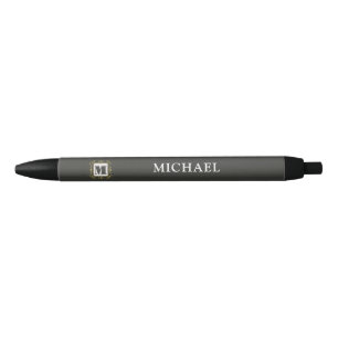 Luxury minimal Modern monogram Black Ink Pen
