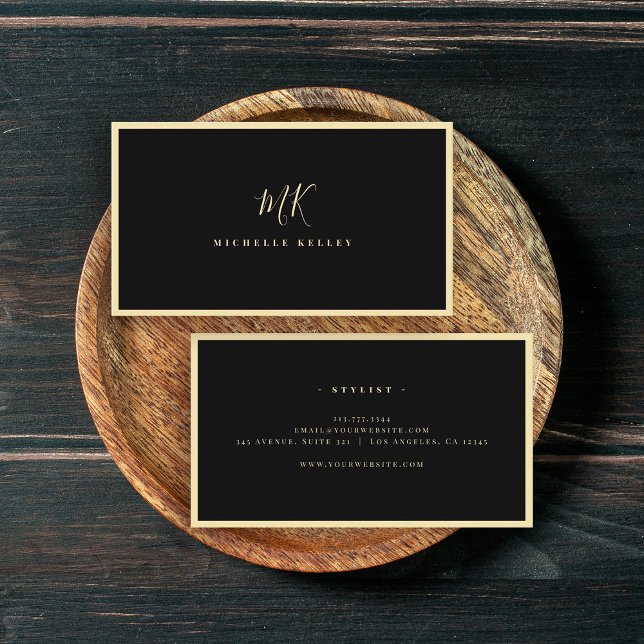 Luxury Minimal Monogram Black Chic Stylish Business Card (Creator Uploaded)