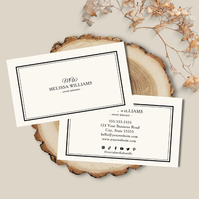 Luxury Minimal Monogram Black Ivory Business Card (Creator Uploaded)
