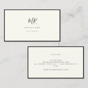 Luxury Minimal Monogram Black Ivory Chic Stylish B Business Card