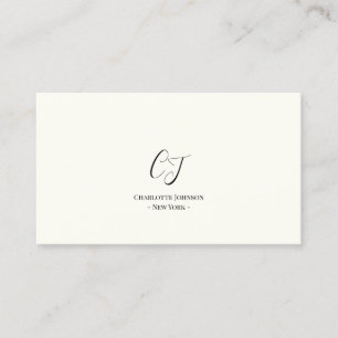 Luxury Minimal Monogram Black Ivory Chic Stylish Business Card