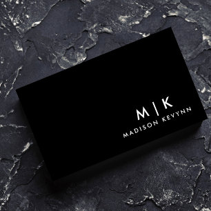 Luxury Minimal Monogram Black Ivory Chic Stylish  Business Card
