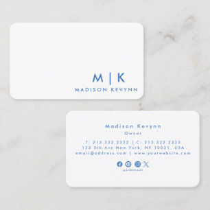 Luxury Minimal Monogram Black Ivory Chic Stylish  Business Card