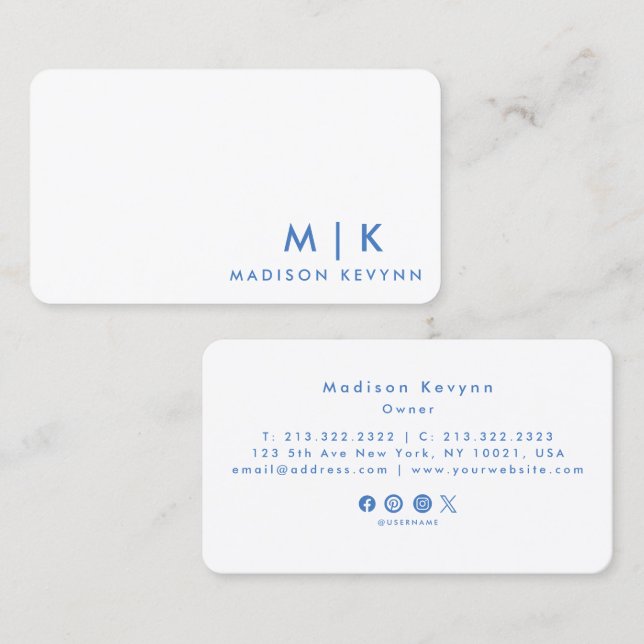 Luxury Minimal Monogram Black Ivory Chic Stylish  Business Card (Front/Back)