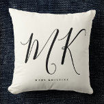Luxury Minimal Monogram Black Ivory Chic Stylish Cushion<br><div class="desc">Chic and stylish,  this modern monogram thorw pillow in ivory and black is a sophisticated minimalist design that combines your monogram in a hand lettered script along your name in elegant serif typography.</div>