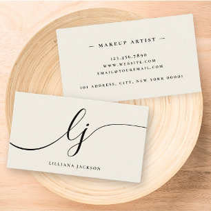 Luxury Minimal Monogram Black Ivory Simple Elegant Business Card