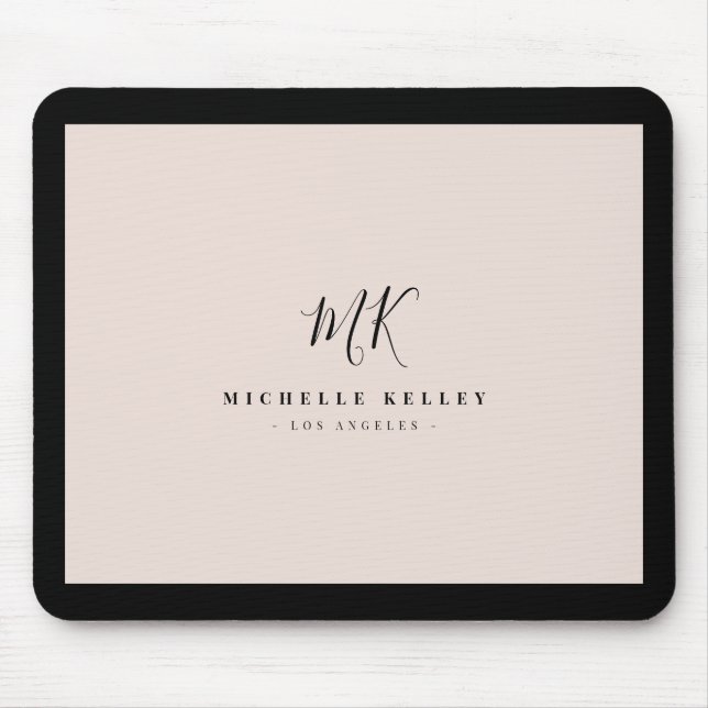 Luxury Minimal Monogram Blush Pink Chic Stylish Mouse Mat (Front)
