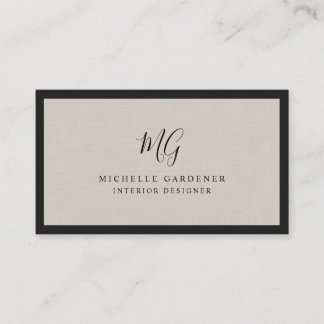 Luxury Minimal Monogram Linen Business Card