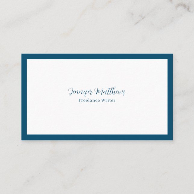 Luxury Minimal Monogram navy blue  Business Card (Front)