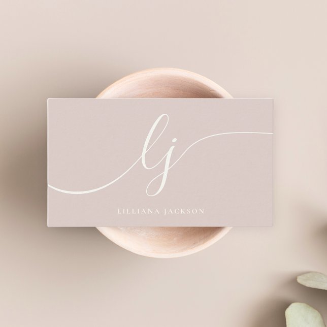 Luxury Minimal Monogram Rose Gold & Ivory Elegant Business Card (Creator Uploaded)