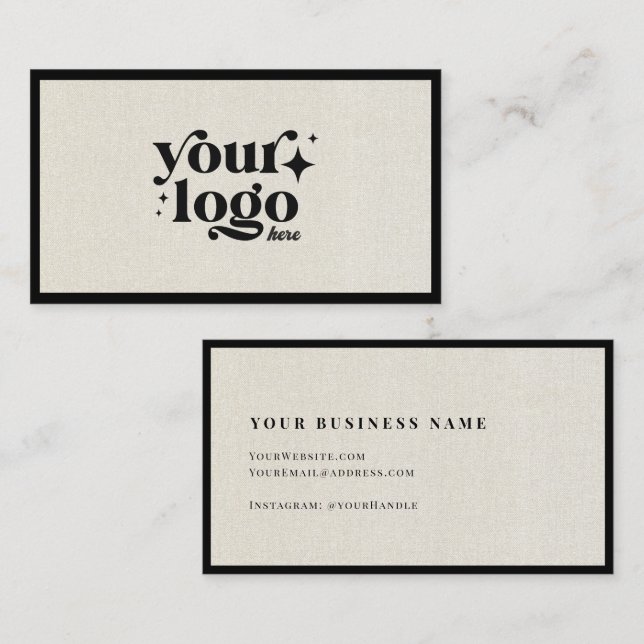 Luxury Minimal Natural Linen Business Logo Card (Front/Back)