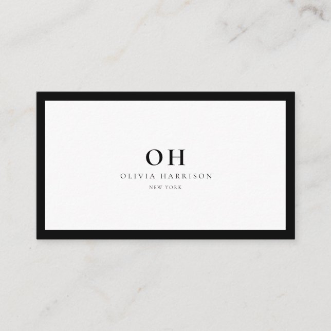 Luxury Minimalist Black and White  Business Card (Front)