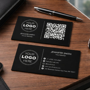 Luxury Minimalist Black QR Executive Branding Business Card