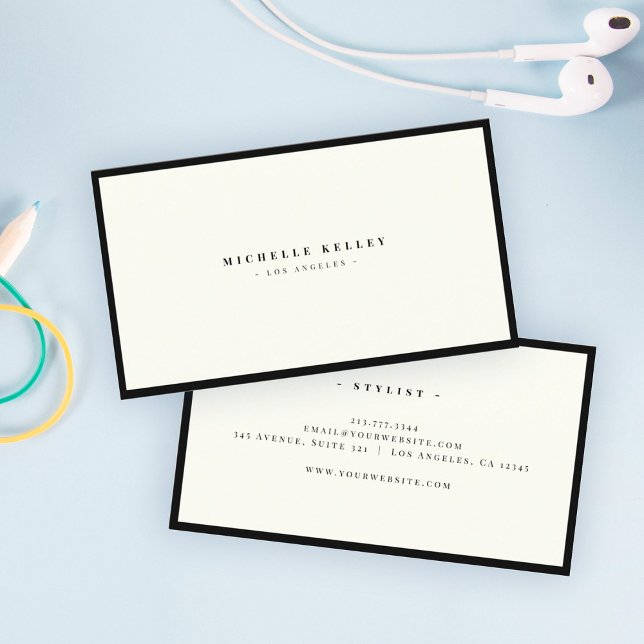 Luxury Minimalist Elegant Black Ivory Chic Stylish Business Card (Creator Uploaded)