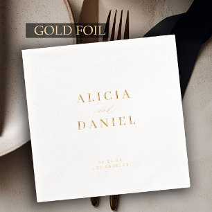 Luxury minimalist elegant gold wedding foil napkins