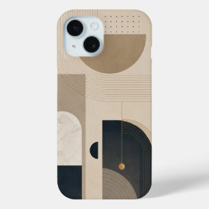 Luxury Minimalist Geometric Abstract Design in NBG iPhone 15 Case