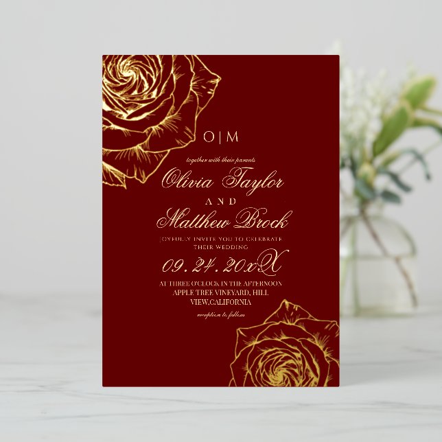  Luxury Minimalist Gold Rose Red Wedding  (Standing Front)