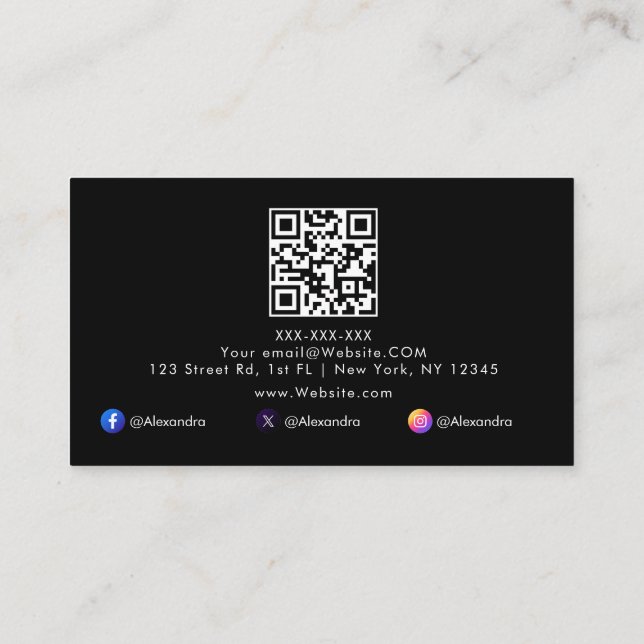 Luxury Minimalist QR Code Professional Business Ca Card (Back)