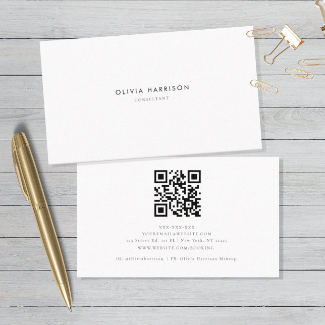 Luxury Minimalist QR Code Professional  Business Card (Creator Uploaded)