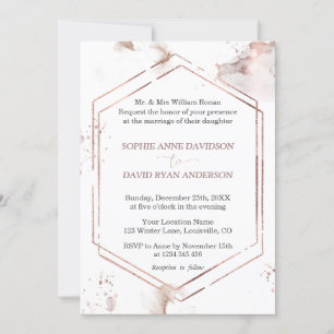 Luxury Minimalist Rose Gold Frame Wedding Formal Invitation