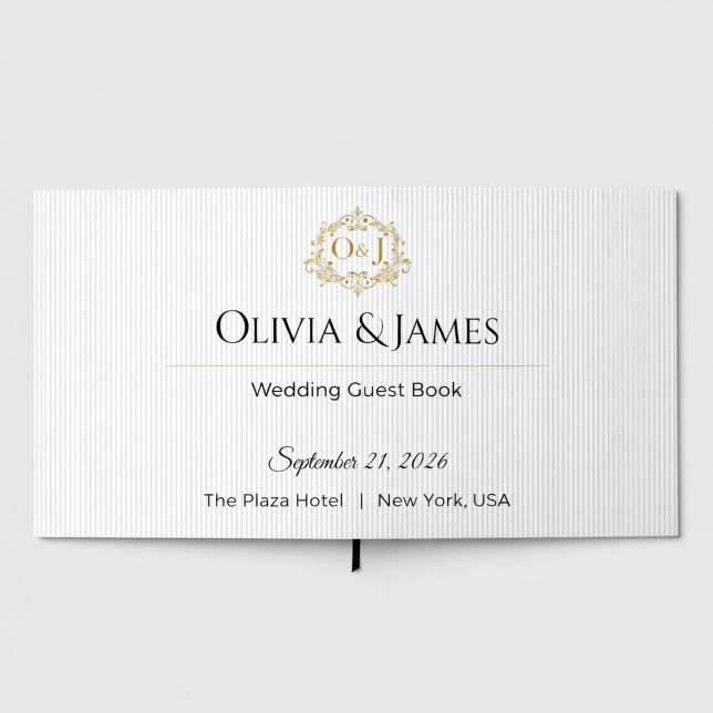 Luxury Minimalist Wedding Guest Book (Elegant Gold Wedding Guest Book Design — Luxury Monogram Cover for Modern Couples)