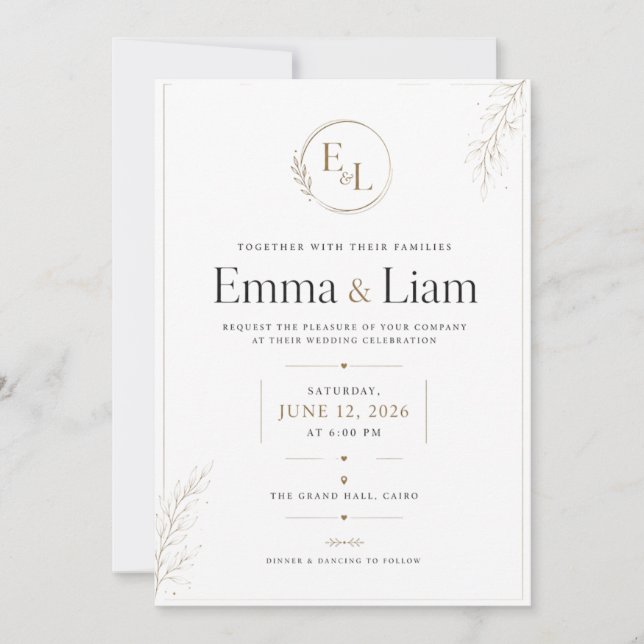 Luxury Minimalist Wedding Invitation – Elegant Dou (Front)