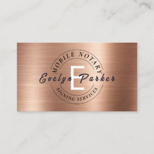 Luxury Mobile Notary Monogram Copper Business Card